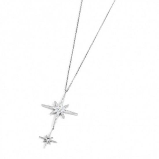 COLLANA DOPPIO PENDENTE ROSA DEI VENTI ACCIAIO