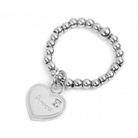 Anello acciaio elastico cuore amica
