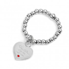 Anello acciaio elastico cuore amica