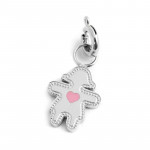 Charm acciaio bimba cuore smaltato rosa