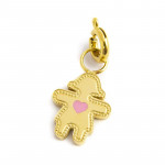 Charm oro bimba cuore smaltato rosa