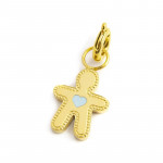 Charm oro bimbo cuore smaltato azzurro