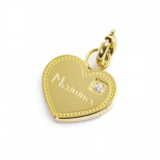 Charm oro cuore "Mamma" con zircone