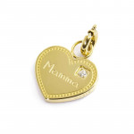 Charm oro cuore "Mamma" con zircone