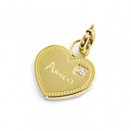 Charm oro cuore "Amica" con zircone