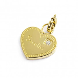 Charm oro cuore "Sorella" con zircone