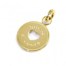 Charm oro "grazie di cuore"