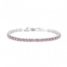 Bracciale tennis 4mm con zircone centrale rosa