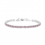 Bracciale tennis 4mm con zircone centrale rosa