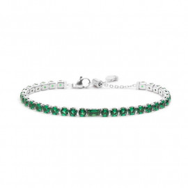 Bracciale tennis 4mm con zircone centrale verdi