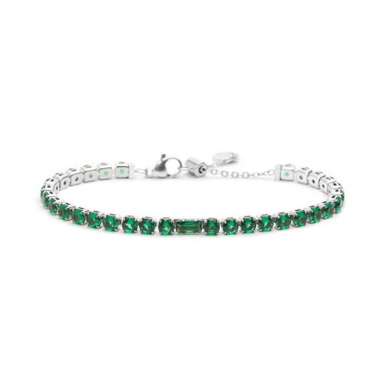Bracciale tennis 4mm con zircone centrale verdi