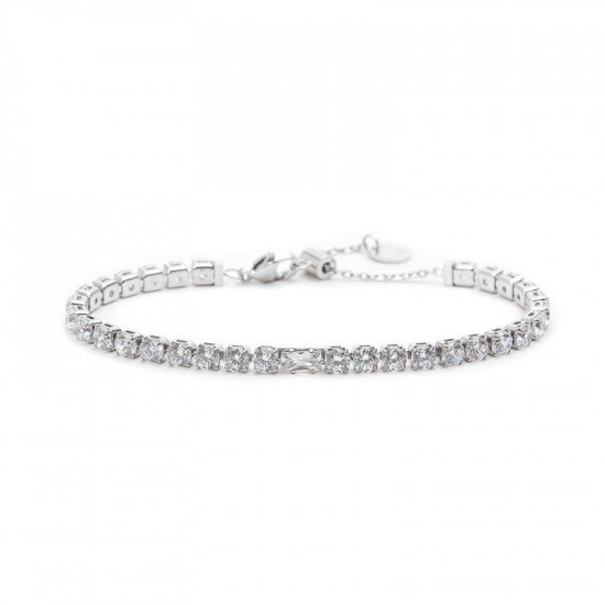 Bracciale tennis 4mm con zircone centrale bianco