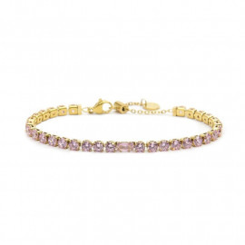 Bracciale oro tennis 4mm con zircone centrale rosa