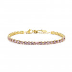 Bracciale oro tennis 4mm con zircone centrale rosa