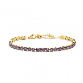 Bracciale oro tennis 4mm con zircone centrale viola