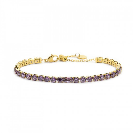 Bracciale oro tennis 4mm con zircone centrale viola
