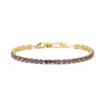 Bracciale oro tennis 4mm con zircone centrale viola