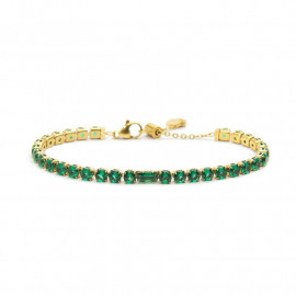 Bracciale oro tennis 4mm con zircone centrale verde