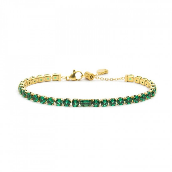 Bracciale oro tennis 4mm con zircone centrale verde
