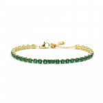 Bracciale oro tennis 4mm con zircone centrale verde