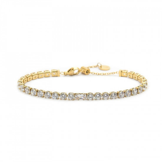 Bracciale oro tennis 4mm con zircone centrale bianco