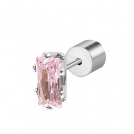 Orecchino a lobo zircone baguette rosa