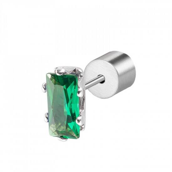 Orecchino a lobo zircone baguette verde