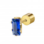 Orecchino oro a lobo zircone baguette blu