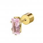 Orecchino oro a lobo zircone baguette rosa