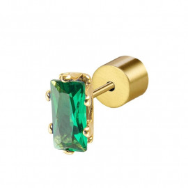 Orecchino oro a lobo zircone baguette verde