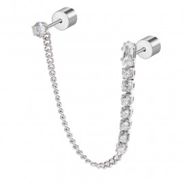 Orecchino lobo multindosso tennis pendente bianco