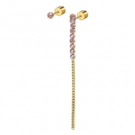 Orecchino oro lobo multindosso tennis pendente rosa