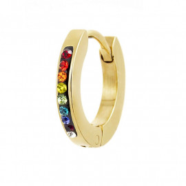 Orecchino oro a cerchio 14mm con cristalli colorati
