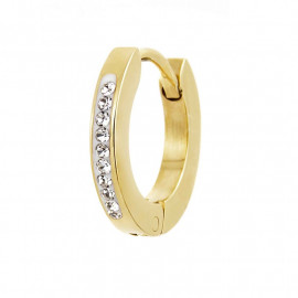 Orecchino oro a cerchio 14mm con cristalli bianchi
