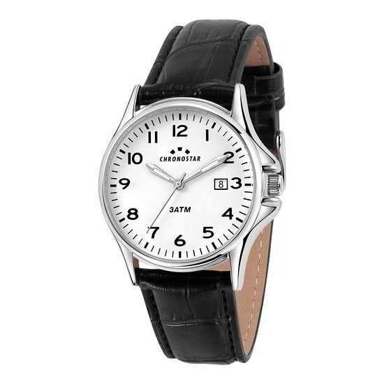 Orologio vintage 42.5mm 3h white dial black strap