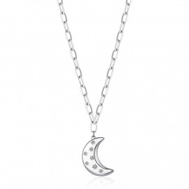 Collana stellar in acciaio, con pendente a forma di luna