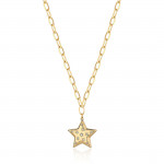 Collana stellar in acciaio dorato, con pendente a forma di stella