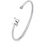 Bracciale rigido Click in acciaio con cristallo bianco