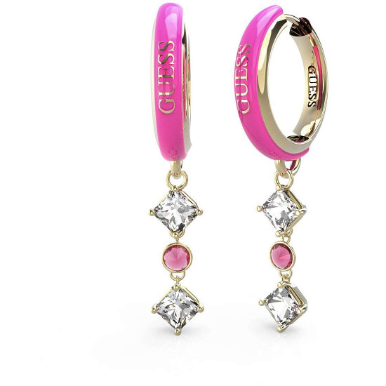 Orecchini Guess con pendente zirconi e smalto rosa