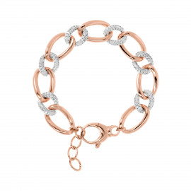Bracciale Maglie Ovali ed Elementi Pavé in Cubic Zirconia