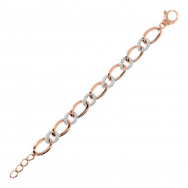 Bracciale Maglie Ovali ed Elementi Pavé in Cubic Zirconia