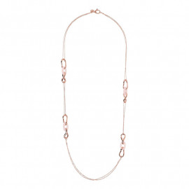 Collana Lunga con Station di Maglie Intrecciate e Pietra Naturale