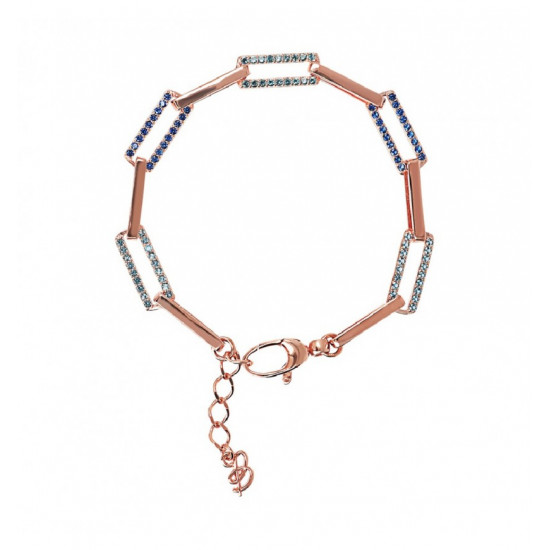 Bracciale Catena Forzatina Allungata Paperclip con Cubic Zirconia
