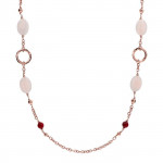 Collana Lunga con Dettagli in Golden Rosé e Pietre Naturali