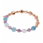 Bracciale Elastico con Pietre Naturali e Pepite in Golden Rosé