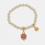 Bracciale in Metallo Bracciale in Metallo con perle e campanella portafortuna in smalto rosa con scritta Capri