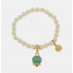Bracciale in Metallo Bracciale in Metallo con perle e campanella portafortuna in smalto verde con scritta Capri
