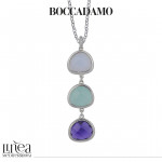 Collana con pendente di cristalli color bianco milk, acqua milk e viola