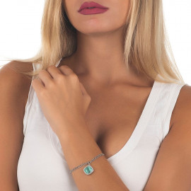 Bracciale con cristallo briolette green mint e zirconi