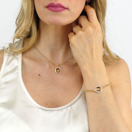 Bracciale color oro con cristallo champagne